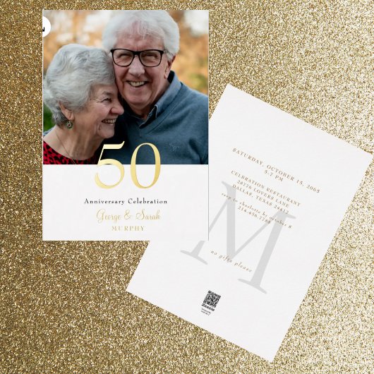 Gold Foil Foto Wedding Jubileum Party Folie Uitnodiging