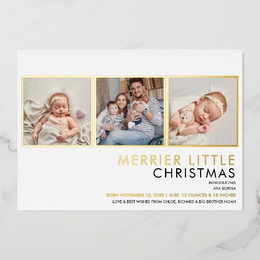 Gold Foil Fotokerstfeest aankondiging (Voorkant)