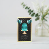 Gold Foil Galaxy Blauwgroen Cake Balloons Event Pl Visitekaartje (Staand voorkant)