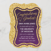 Gold Foil Gefeliciteerd Afstuderen Uitnodiging (Voorkant / Achterkant)