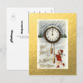 Gold Foil Gelukkig Nieuwjaar Groeten Feestdagenkaart (Voorkant / Achterkant)