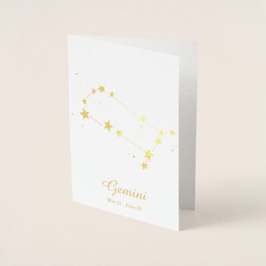 Gold Foil GEMINI Zodiac Sign Constellation Folie Kaarten (Voorkant)