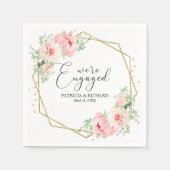 Gold Foil Geometric Blush Floral Verloving Servet (Voorkant)