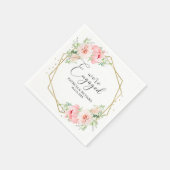 Gold Foil Geometric Blush Floral Verloving Servet (Hoek)
