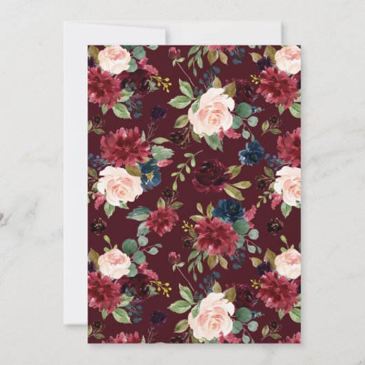 Gold Foil Geometric Burgundy Floral Lijst Herfst Save The Date (Achterkant)