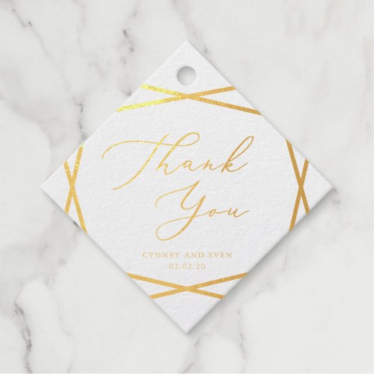 Gold Foil Geometric dank u Bedankjes Labels (Voorkant)