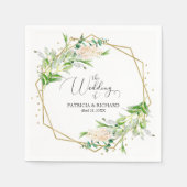 Gold Foil Geometric Greenery Modern Wedding Servet (Voorkant)