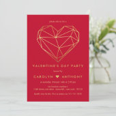 Gold Foil Geometric Heart Valentijnsdag Party Kaart (Staand voorkant)