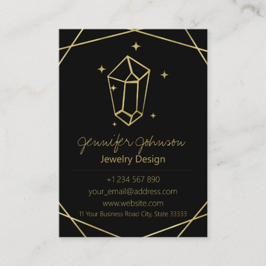Gold Foil Geometric Jewelry Care Visitekaartje (Voorkant)
