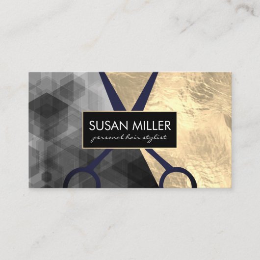 Gold Foil | Geometrisch kleurenblok | Schapen Visitekaartje (Voorkant)