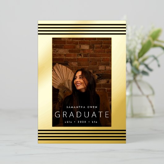 Gold Foil geperst | Afstuderen aankondiging Lijst (Staand Voorkant)