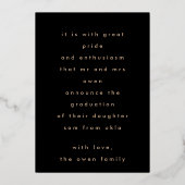 Gold Foil geperst | Afstuderen aankondiging Lijst (Achterkant)