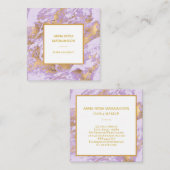*~* Gold Foil Girly Luxe Lavender Marble Modern Vierkante Visitekaartje (Voorkant / Achterkant)