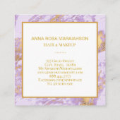 *~* Gold Foil Girly Luxe Lavender Marble Modern Vierkante Visitekaartje (Achterkant)
