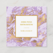 *~* Gold Foil Girly Luxe Lavender Marble Modern Vierkante Visitekaartje (Voorkant)