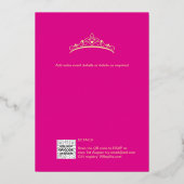 Gold Foil Girly Pink 15e verjaardag Quinceanera Fo Folie Uitnodiging (Achterkant)