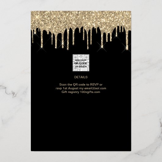 Gold Foil Girly Pink 15e verjaardag Quinceanera Folie Uitnodiging (Achterkant)