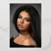 Gold Foil Girly Pink PHOTO Birthday Quinceanera Folie Uitnodiging (Achterkant)