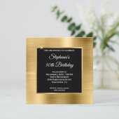 Gold Foil Glam Black Overlay 50th Birthday Kaart (Staand voorkant)
