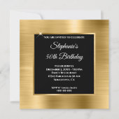 Gold Foil Glam Black Overlay 50th Birthday Kaart (Voorkant)