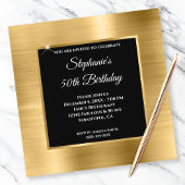 Gold Foil Glam Black Overlay 50th Birthday Kaart
