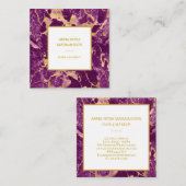 *~* Gold Foil Glam Paarse Marble Modern Chic Girly Vierkante Visitekaartje (Voorkant / Achterkant)
