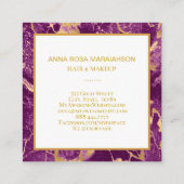 *~* Gold Foil Glam Paarse Marble Modern Chic Girly Vierkante Visitekaartje (Achterkant)