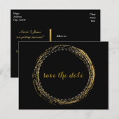 Gold Foil Glamor Circle Save the Date Briefkaart (Voorkant / Achterkant)