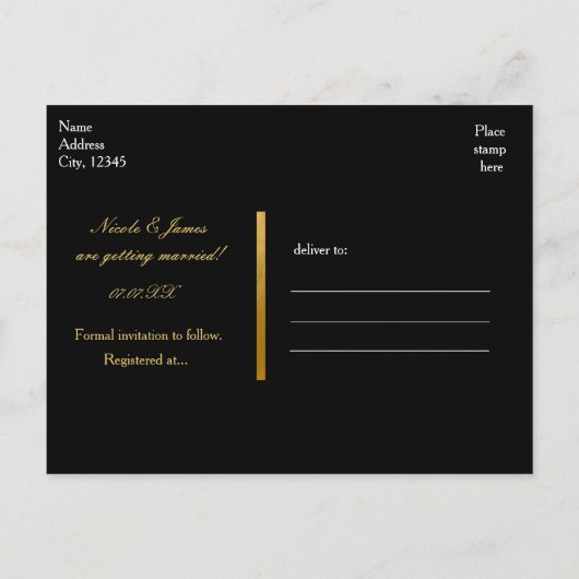 Gold Foil Glamor Circle Save the Date Briefkaart (Achterkant)