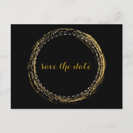 Gold Foil Glamor Circle Save the Date Briefkaart (Voorkant)
