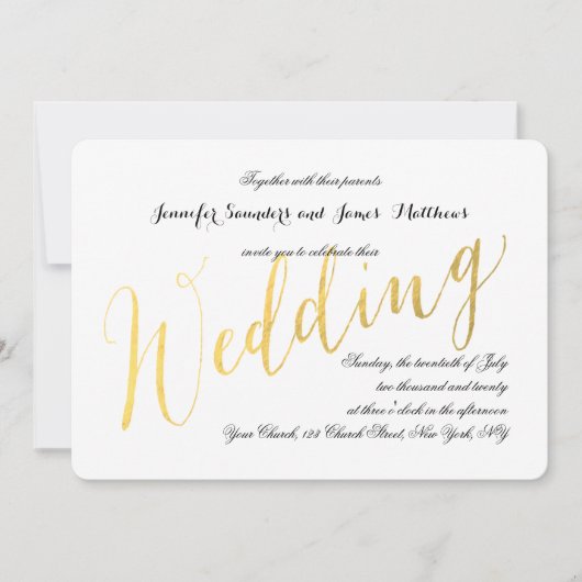Gold Foil Glamor | Elegant Wedding Invitation Kaart (Voorkant)