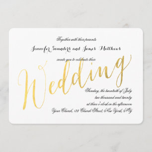 Gold Foil Glamor   Elegant Wedding Invitation Kaart
