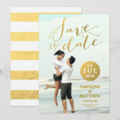 Gold Foil Glamor | Foto Opslaan Datum Kaart (Voorkant / Achterkant)