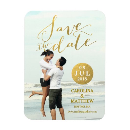 Gold Foil Glamor | Foto Save the Date Magnet Magneet (Verticaal)