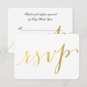 Gold Foil Glamor Gedrukt | RSVP-kaart voor bruilof RSVP Kaartje (Voorkant / Achterkant)