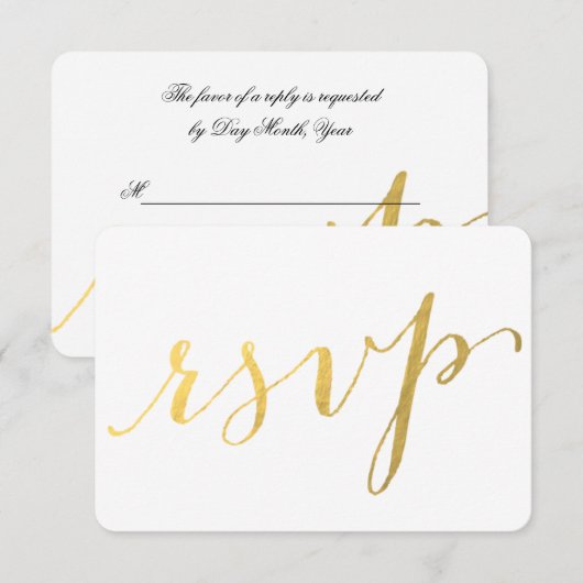 Gold Foil Glamor Gedrukt | RSVP-kaart voor bruilof RSVP Kaartje (Voorkant / Achterkant)