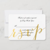 Gold Foil Glamor Gedrukt | RSVP-kaart voor bruilof RSVP Kaartje (Achterkant)