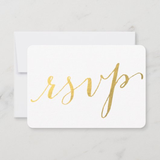 Gold Foil Glamor Gedrukt | RSVP-kaart voor bruilof RSVP Kaartje (Voorkant)