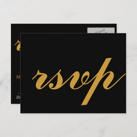 Gold Foil Glamor Wedding RSVP Uitnodiging Briefkaart (Voorkant / Achterkant)