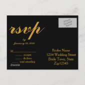 Gold Foil Glamor Wedding RSVP Uitnodiging Briefkaart (Achterkant)