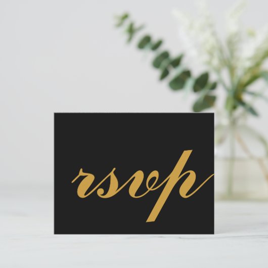 Gold Foil Glamor Wedding RSVP Uitnodiging Briefkaart (Staand voorkant)