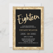 Gold Foil Glitter 18th Birthday Kaart (Voorkant)