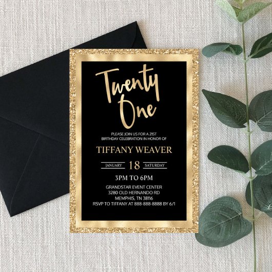 Gold Foil Glitter 21 e 21e verjaardag Kaart