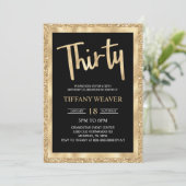 Gold Foil Glitter 30th Birthday Invitation Kaart (Staand voorkant)