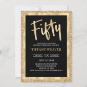Gold Foil Glitter 50th Birthday Invitation Kaart (Voorkant)