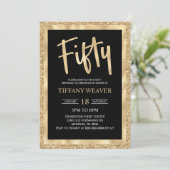 Gold Foil Glitter 50th Birthday Invitation Kaart (Staand voorkant)