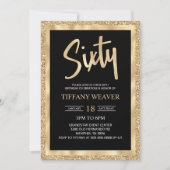 Gold Foil Glitter 60th Birthday Invitation Kaart (Voorkant)