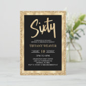Gold Foil Glitter 60th Birthday Invitation Kaart (Staand voorkant)