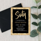 Gold Foil Glitter 60th Birthday Invitation Kaart