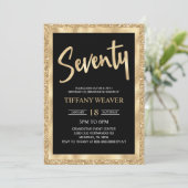 Gold Foil Glitter 70th Birthday Invitation Kaart (Staand voorkant)